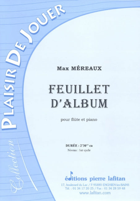 PARTITION FEUILLET D’ALBUM (FLÛTE)